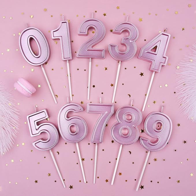 PHD CAKE 2.76 Inch Luxe Rose Gold 3 Number Birthday Candles, Rose Gold Number Candles, Cake Number Candles, Party Celebration