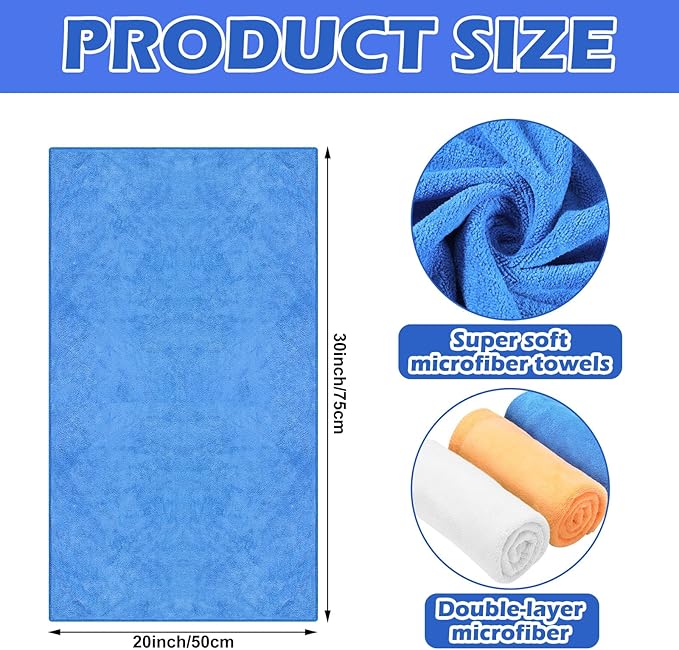 10 Pcs Extra Large Microfiber Cleaning Cloth 30" x 20" Large Floor Microfiber Towel Reusable Washable Free Lint Free Cloth Rag for Squeegee Mop Floor Window Housekeeping (White, Yellow)