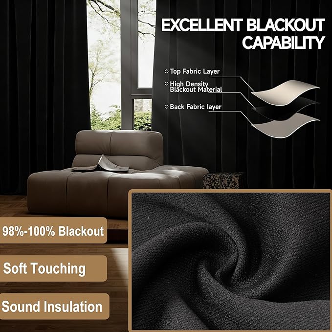 Room Divider Ceiling Curtains W/Flexible Track Sets, inch Extra Long Blackout