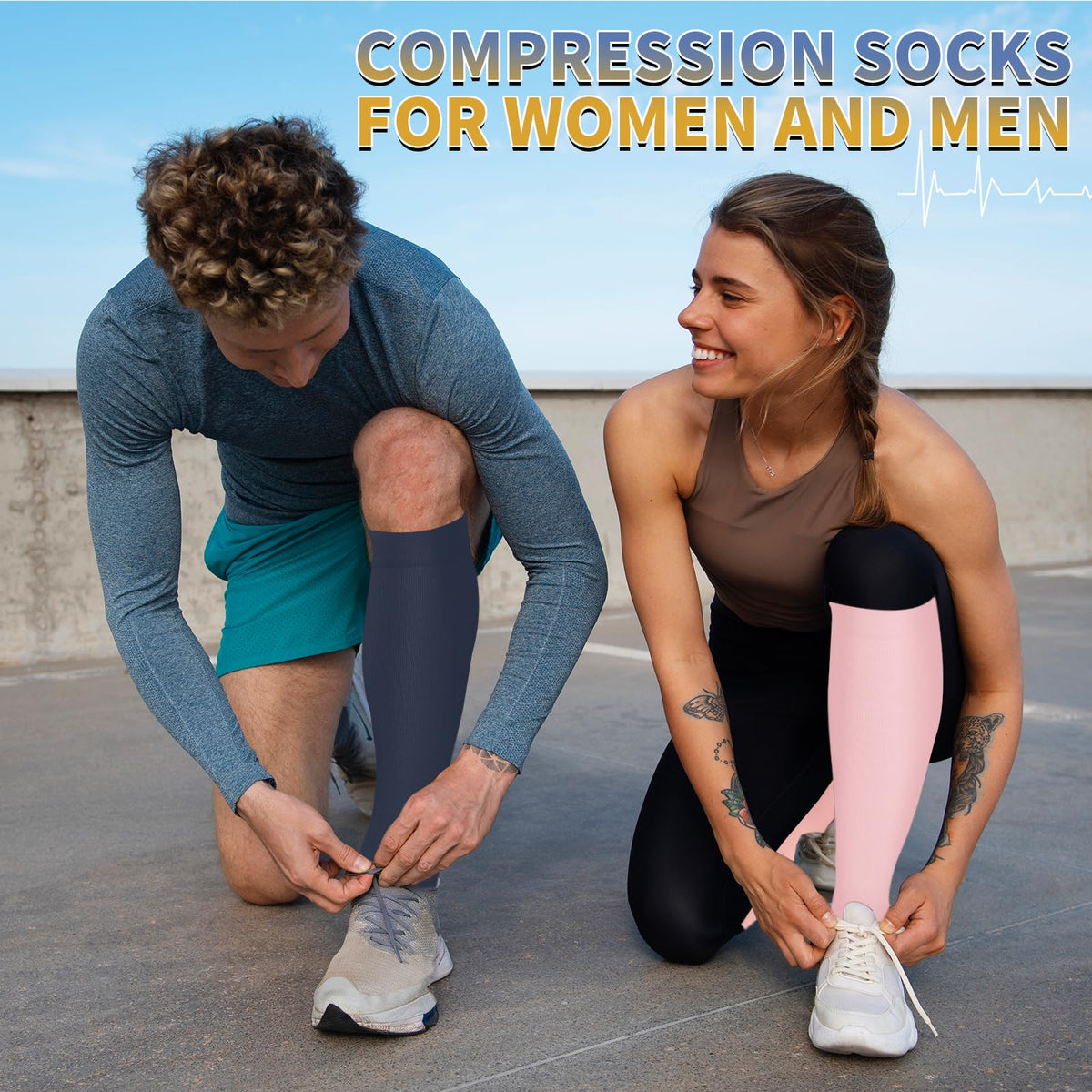 Sooverki Compression Socks for Men & Women Circulation 8 Pack 15-20mmHg - Knee High Stockings Best Support for Wide Calf Bulk Gifts Running Black White Pink Navy Brown Nude Colorful