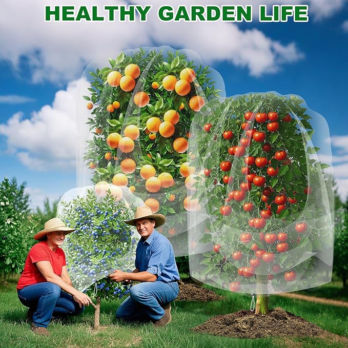 4 Pack Garden Netting for Blueberry Bushes 2 Sizes with Drawstring Garden Mesh Nets Insect Netting Plant Row Covers Protection Bags for Fruit Trees Shrubs Vegetables Flowers Herbs