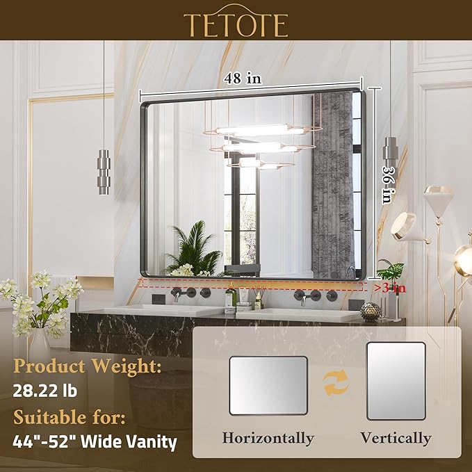 TETOTE 48 x 36 Inch Silver Mirrors