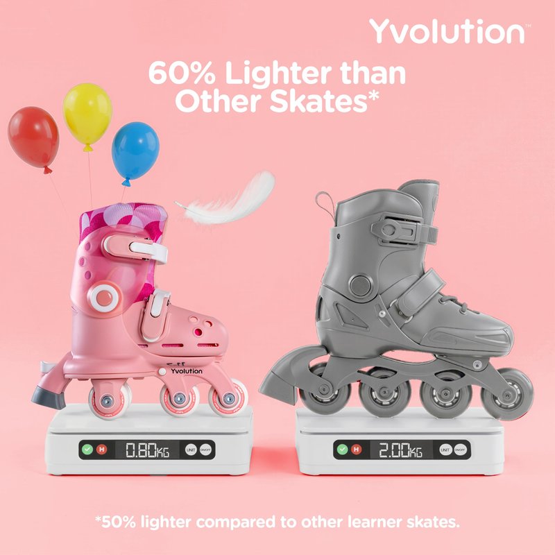 Yvolution Learner Twista Skates – 2-in-1 Adjustable Kids Roller Skates for Ages 2+ – Converts from Tri-Wheel to Inline Skates – No Tools Needed – US Size 7-11, Pink