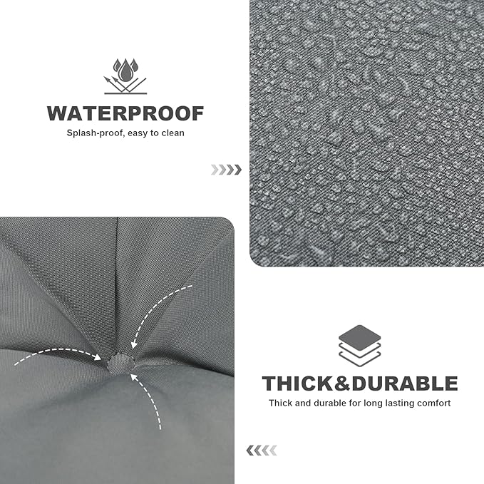 Porch Swing Cushions,Outdoor Cushions 3 Seater Replacement with Backrest, Waterproof Thickened Bench Cushion with Ties for Porch, Patio,Outdoor, Backyard and Garden (Light Gray 47 * 40 in)