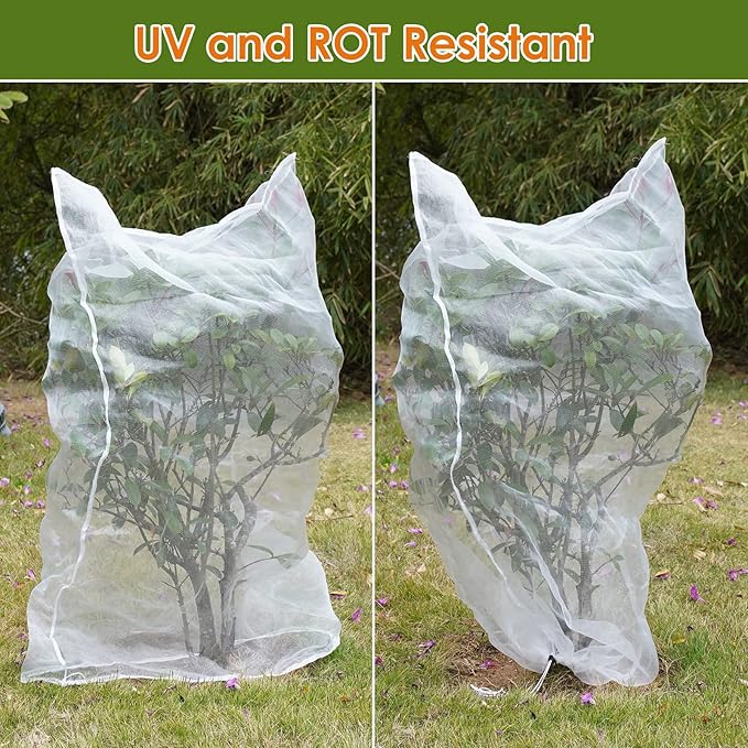 Mesh Plant Cover 3PCS,Garden Netting Mesh Outdoor,Netting for Tomato Plants,Garden Bug Netting Plant Cover,Bird Netting for Garden,Fruit Tree Netting (1.9 x 2.6 ft)