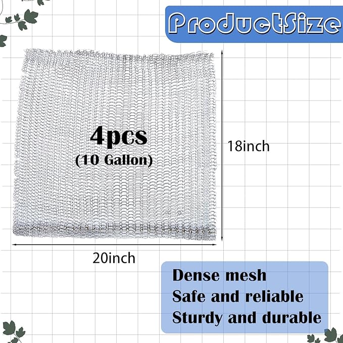 Root Guard Gopher Proof Wire Basket Mole and Vole Mesh Wire Baskets Underground Stainless Steel Wires for Plants Root Protection (4, 10 Gallon)