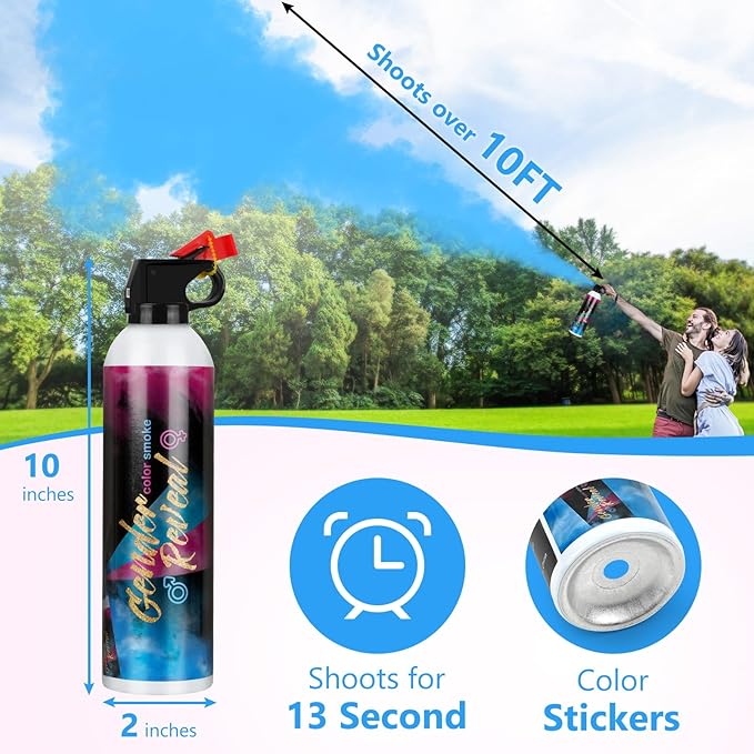 Gender Reveal Fire Extinguisher 2 Packs, Gender Reveal Ideas, Baby Girl Reveal Party Ideas 100% Biodegragable for Gender Reveal Decorations（Blue）