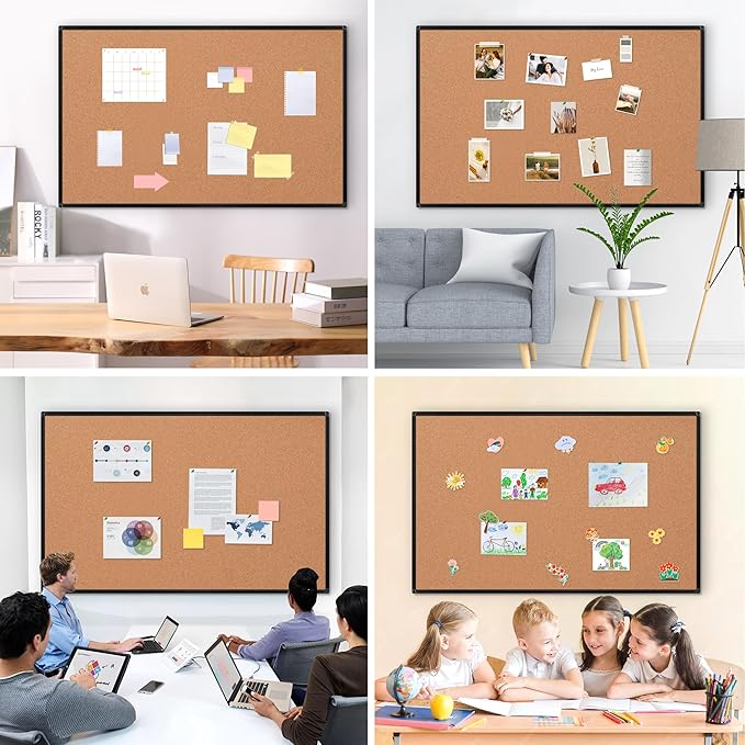 Extra Large Cork Bulletin Board 60" X 48", Wall Mounted Notice Pin Board