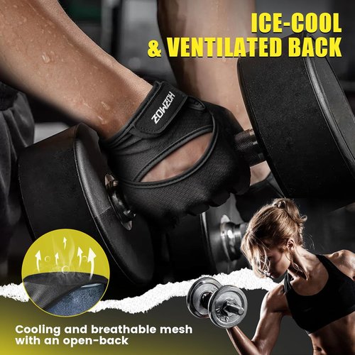HOZMOZ Weight Lifting Gloves - Ventilated, Thick Padded Design for Full Palm Protection | Unisex Fitness Gear