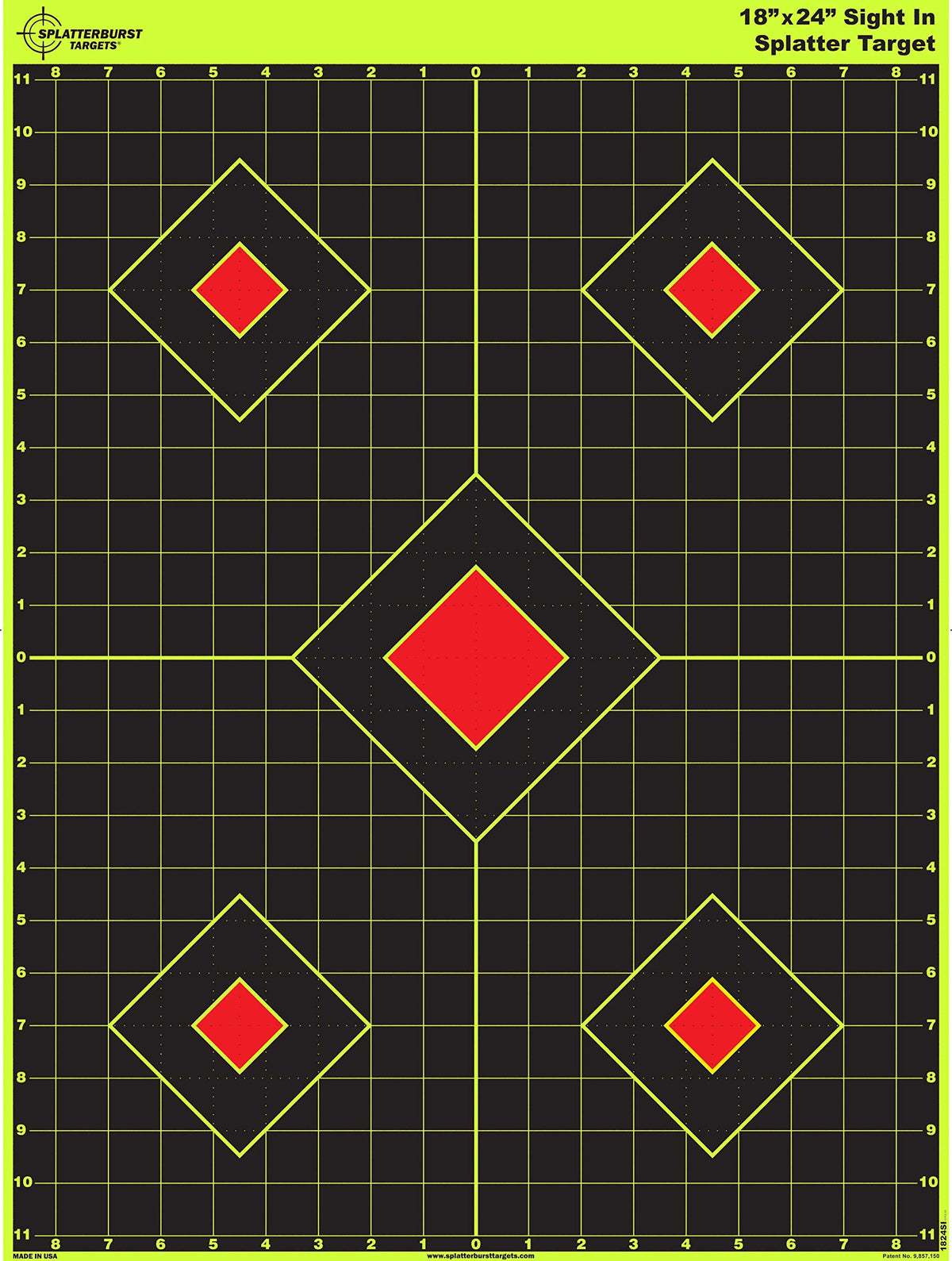 Splatterburst Targets - 18 x 24 inch - Sight in Splatter Target - Easily See Your Shots Burst Bright Fluorescent Yellow Upon Impact - Made in USA (10 Pack)