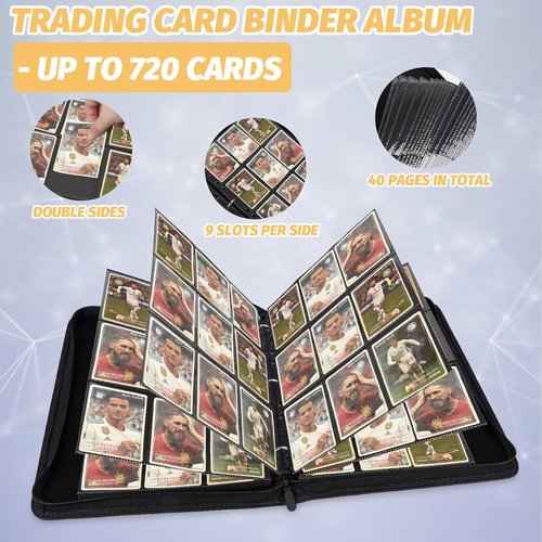 GERMUN 9 Pocket Card Binder - Premium Zip Trading Card Album for MTG, TCG & Sports Cards | Luxury Gold Finish