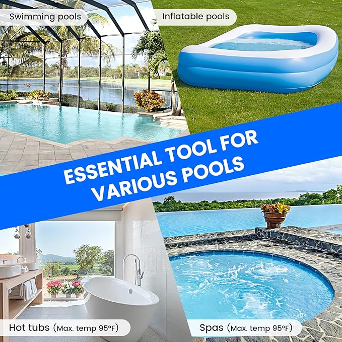 Enhulk Pool Vacuum for Above Ground Pool with a Telescopic Pole, Running time up to 1H, T403 Handheld Rechargeable Pool Cleaner with Powerful Suction up to 18.5 gallons/min, Ideal for Leaves, Debris