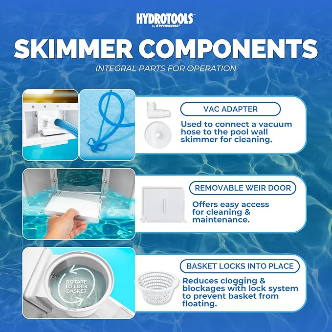 SWIMLINE HYDROTOOLS Standard Wide Mouth Above Ground Pool Skimmer Kit | ALREADY ASSEMBLED | ABS Construction | Pool Skimmer | Wide Mouth | Snap-In & Removable Weir | Above Ground Pool Skimmer