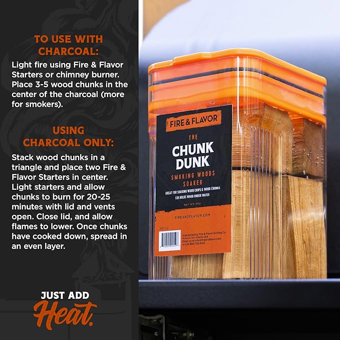 Fire & Flavor Hickory Wood Chunks for Smoking and Grilling - All-Natural, Long-Lasting with a Mildly Sweet Flavor - Large Chunk Wood Chips for Smokers,Red