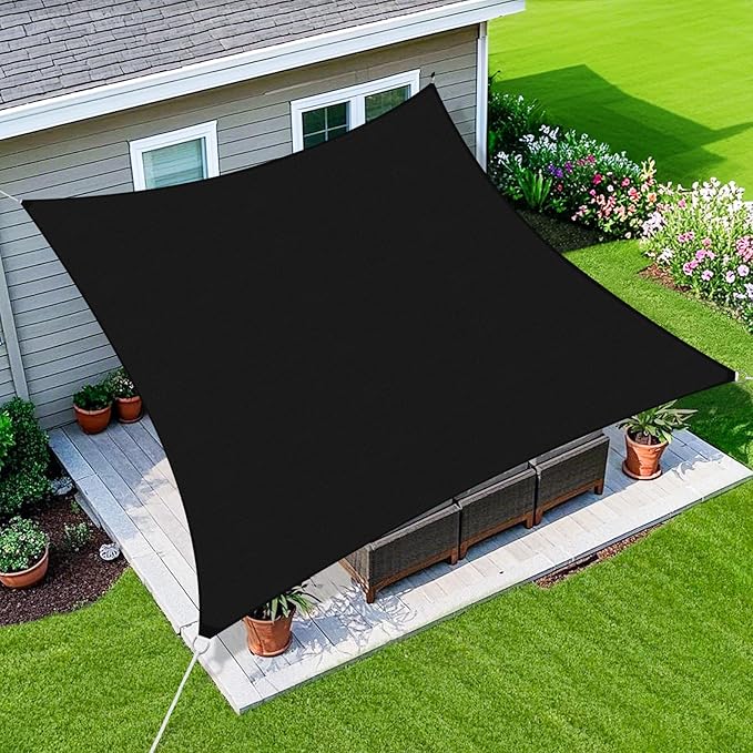 Amagenix Sun Shade Sail 8'X18' Curved Edge Outdoor Shade Canopy Black Breathable 95% UV Block Shade Cloth for Patio Garden Backyard (We Make Custom Size)