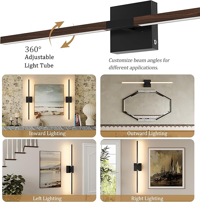 Rayogale Rechargeable Battery Operated Wall Sconce Set Two, 8000mAh Cordless