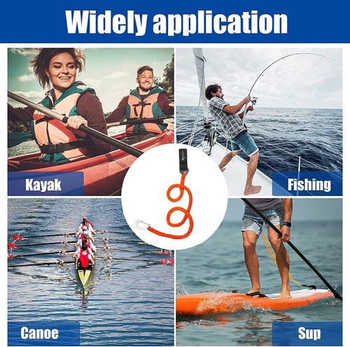 Kayak Fishing Accessories - Kayak Paddle Leash with Stretchable Coiled Design | Durable Rod Lanyard