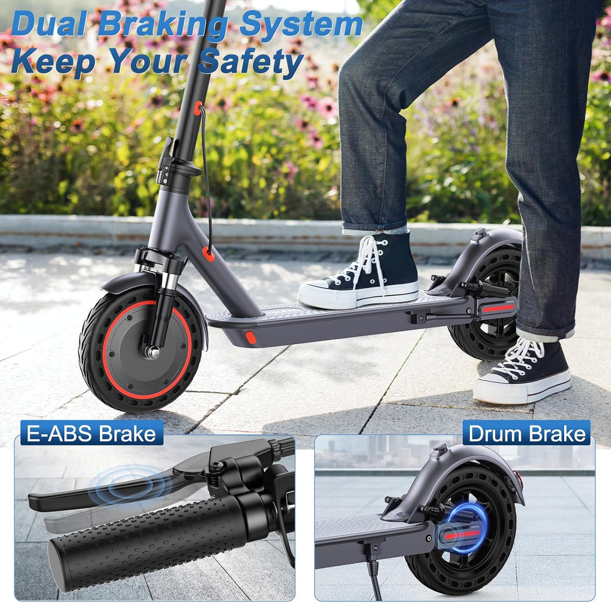 VOLPAM Electric Scooter - Dual Suspension, 500W/800W Motor, 19/22 MPH, Long Range 60/40/31/23 Miles, Max Load 264 lbs