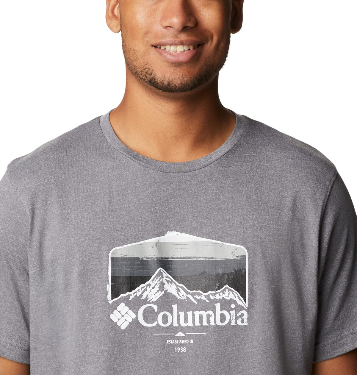 Columbia Men's Thistletown Hills Graphic Short Sleeve, City Grey Heather/Hikers Graphic, 2X Big