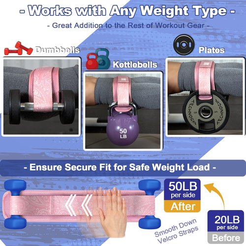 Coniflor Hip Thrust Belt - Adjustable Fitness Belt for Dumbbells, Kettlebells, Plates - Support Up to 100 lbs - Upgrade Slip-Resistant Pad for Safe and Comfortable Glute Workouts at Home or Gym, Pink