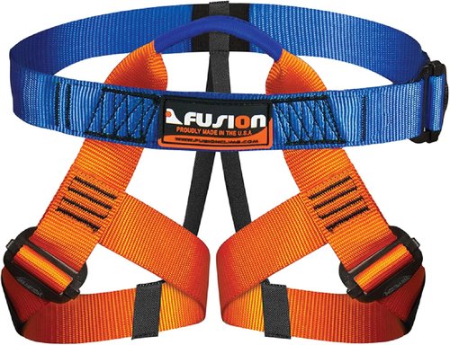 Kids' Fusion Adjustable Outdoor Strap Kit – Padded Belt with Leg Loops for Tree Adventures & Indoor Play – Blue/Orange