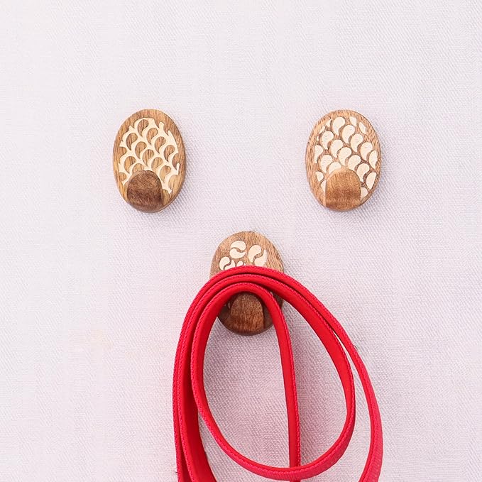 Indian Shelf 6 Lb- 3 Pieces Decorative Wood Adhesive Wall Hooks–Boho Peel and