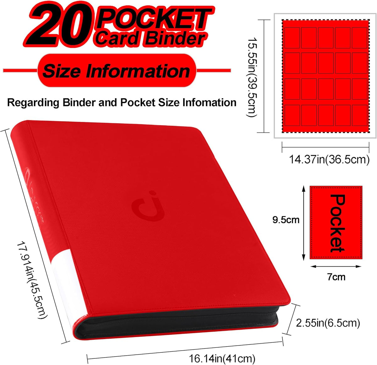 Premium 2000 Pocket Card Binder - Ringless Trading Card Album Fits 2000 Cards | Classic Red