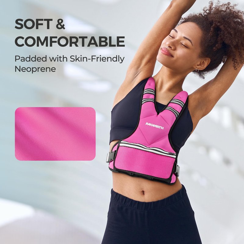 Adjustable Weighted Vest PACEARTH Ironsand Weight Vest with Six 1-Pound Adjustable Weights, 4-10 lbs Total, Big Zipper Pouch, Home Workout Weight Vest for Men and Women in Cardio and Strength Training