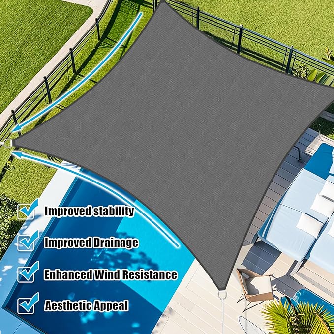 Amagenix Sun Shade Sail 20X32 Curved Edge Outdoor Shade Canopy Dark Grey Breathable 95% UV Block Shade Cloth for Patio Garden Backyard (We Make Custom Size)