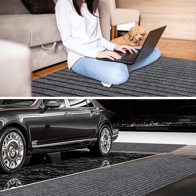 2' x 31' Runner Rugs with Rubber Backing, Indoor Outdoor Utility Carpet Runner Rugs, Stripe Gray, Can Be Used as Aisle for The RV and Boat, Laundry Room and Balcony