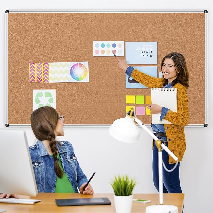 Extra Large Cork Bulletin Board 96" X 48", Wall Mounted Notice Pin Board