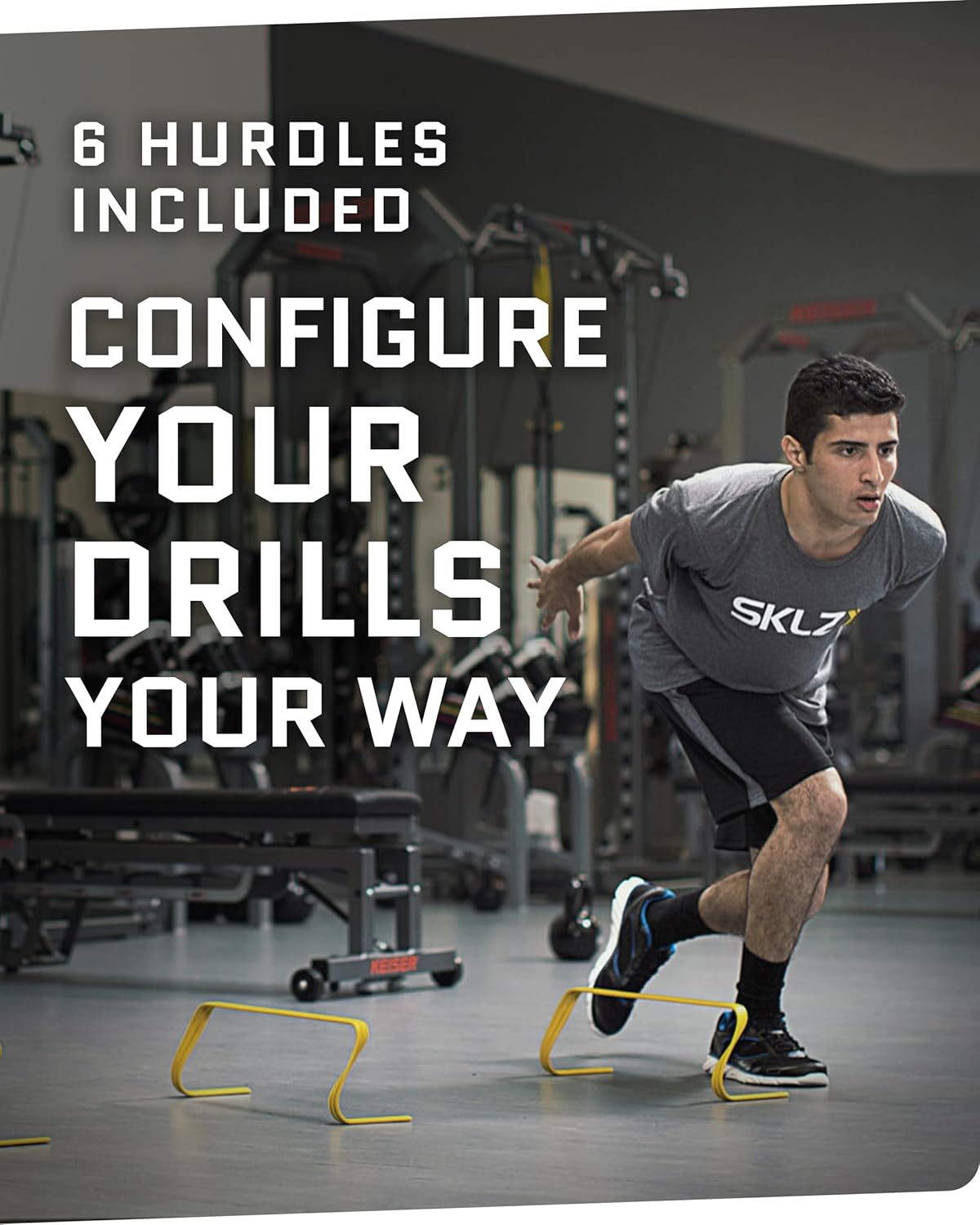 SKLZ 6-Pack Ultra Durable Agility Hurdles - 6-Inch Tall, Bright Yellow, Easy Setup & Transport