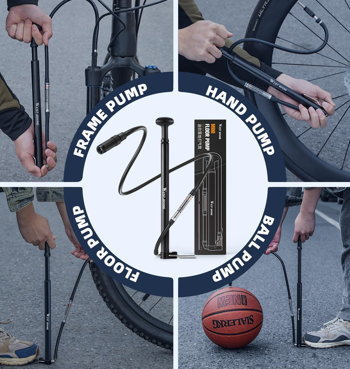 Skiennix Mini Bike Pump - Portable Aluminum Alloy 160PSI Floor Pump for Presta & Schrader Valves | Lightweight Design