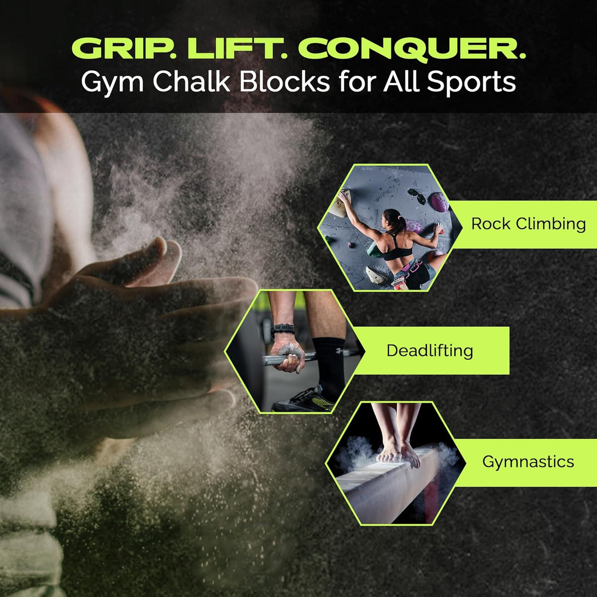 Rage Fitness Gym Chalk Block - 2oz Magnesium Carbonate for Superior Grip | Ideal for Weightlifting & Climbing