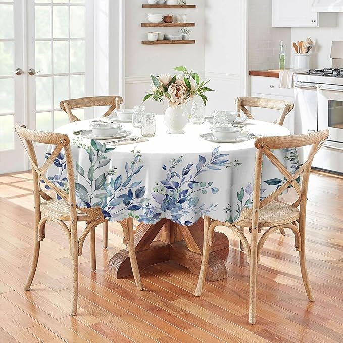 Eikione Kitchen Tablecloth 70 inch Round Boho Tablecloths Polyester Table Cloth for Party Restaurant Banquet Dining Buffet Table Picnic Decorations