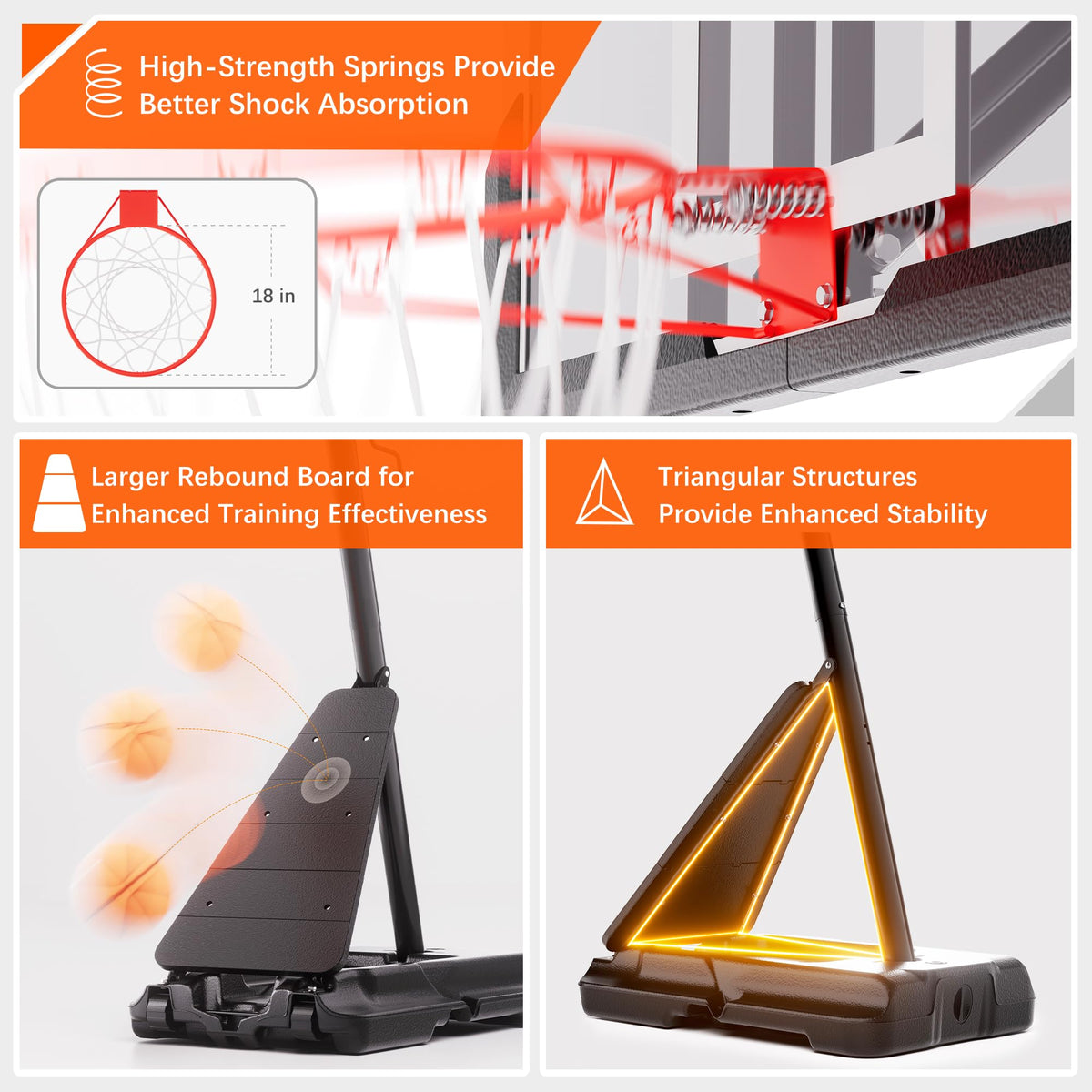 Feelwin Portable Basketball Hoop for Backyard Driveway, Adjustable Outdoor Basketball Goal with Stable Base and Shatterproof Backboard for Youth and Adults