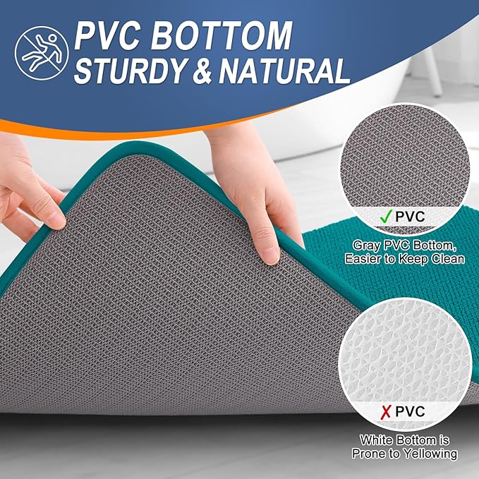 OLANLY Thick Memory Foam Bath Mat Rug 24x16, Extra Soft Absorbent Bathroom Rug, Quick Dry Bath Mats, Non-Slip, Machine Washable Carpet for Bathroom, Tub and Shower, Home Decor Accessories, Deep Lake