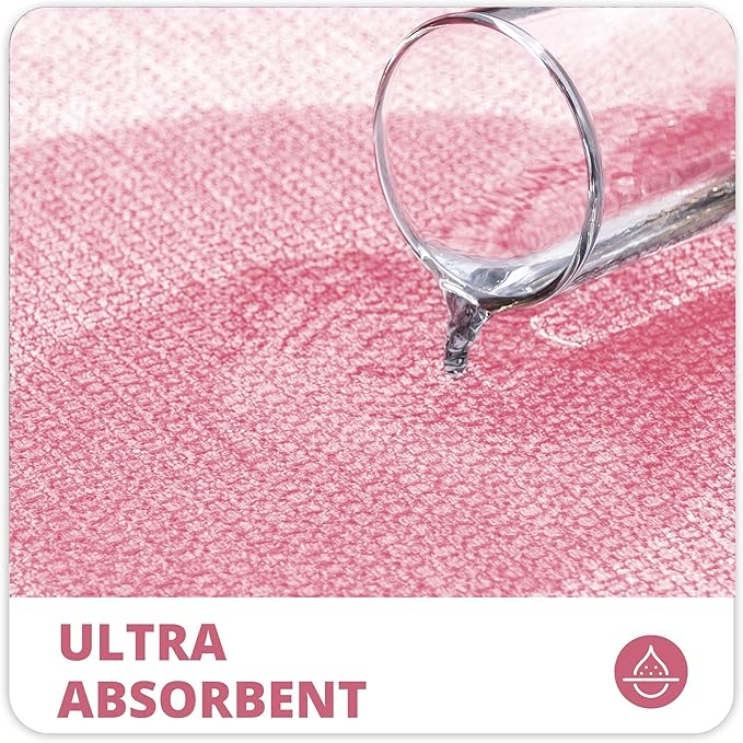 Bathroom Rugs Set 2 Pieces,Thin Bathroom Mats,Toilet Rugs,Quick Dry,Non-Slip,Machine Washable,Low Pile,Absorbent Bath Mats,Shower,Sink,Home Decor Accessories.Pink,1'5"x2'3"+1'8"x2" U Shape