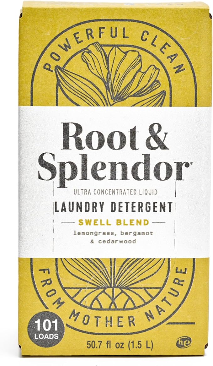 Root & Splendor Ultra Concentrated All Natural Laundry Detergent Liquid - Plant Based, Enzymatic Laundry Soap, Swell Scent, 1.5 Liter, 100 Loads