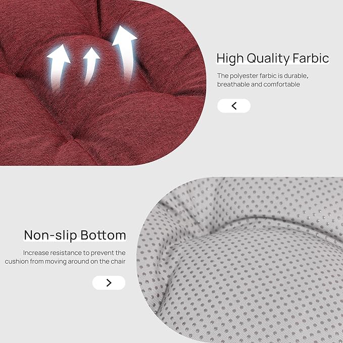 Love's cabin Memory Foam Chair Cushions Set of 4, 19"x19"x3.5" Indoor & Outdoor Seat Pads for Dining, Kitchen, Office, Patio Chairs - Burgundy