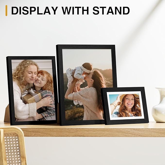 Vittanly Picture Frames Set of 14, Gallery Wall Frame Set with 2Pcs 11x14, 6Pcs 8x10 and 6Pcs 5x7 Photo Frames, Picture Frames Collage Wall Decor for Wall or Tabletop Display, Black