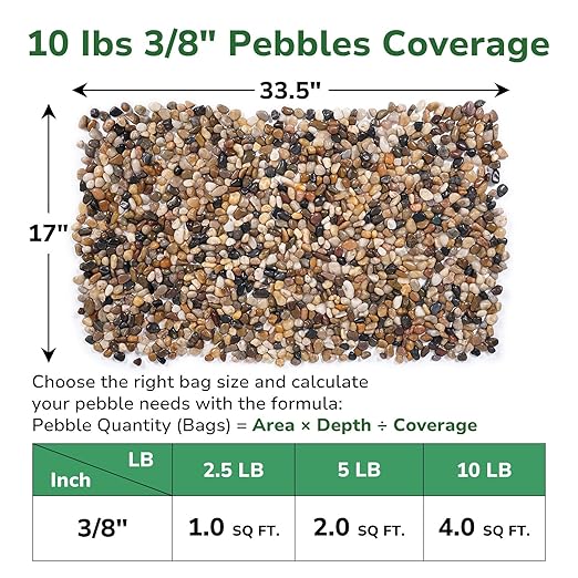 GreatBuddy 10-lb Pebbles for Indoor Plants, 3/8" Pea Gravel for Vases, Small Rocks for Succulents, Fish Tanks, Aquariums, Terrarium, Drainage Pebbles for Potted Plants, River Rocks for Landscaping