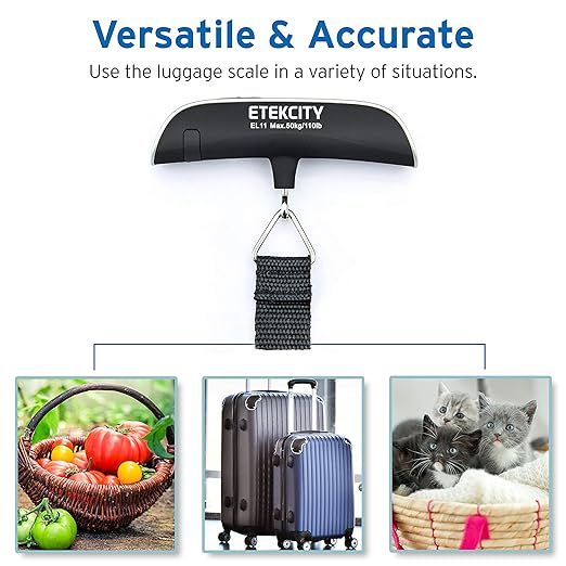 Etekcity Luggage Scale, Travel Essentials, Digital Weight Scales for Travel Accessories, Portable Handheld Scale with Temperature Sensor, Rubber Paint, 110 Pounds, Battery Included,2Pack