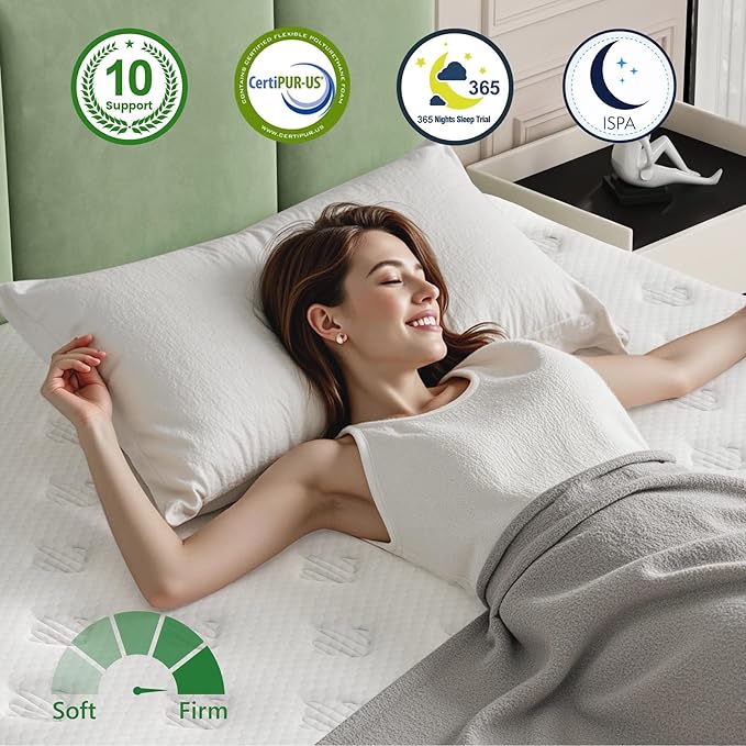 Firm California King Mattress, [Enhanced] 12 Inch Cal King Size Hybrid Mattress with Gel Memory Foam & Independent Pocket Springs, Pressure Relief, Strong Edge Support, 365-Night Trial, CertiPUR-US