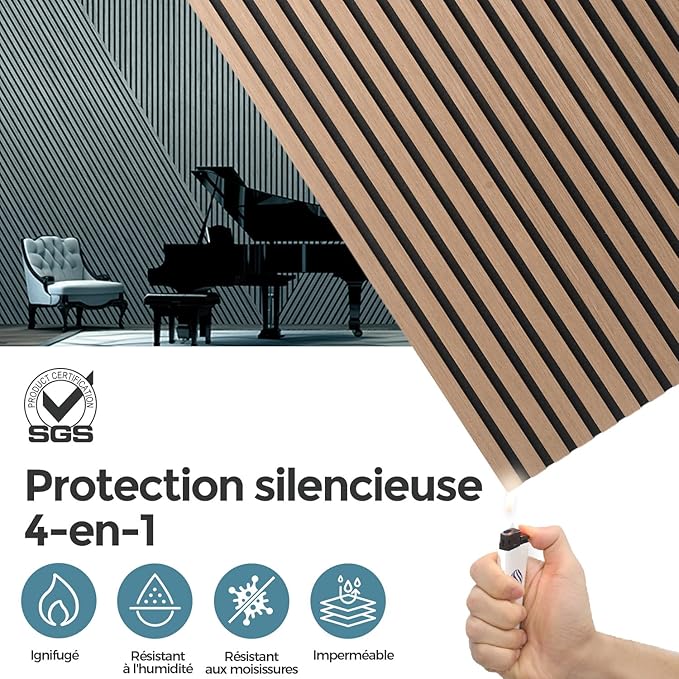 AKUMAX 2 Pack Acoustic Panels, Wood Slat