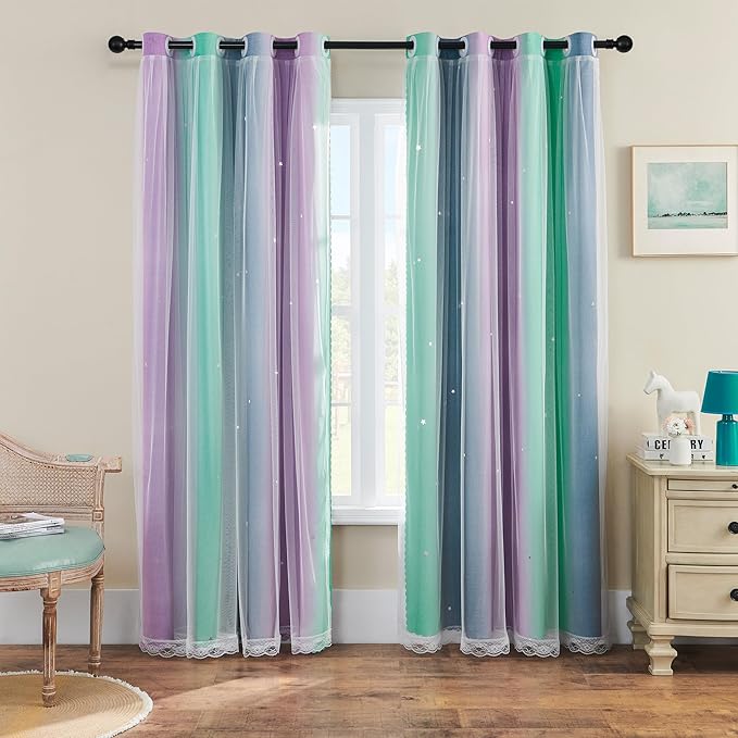 XiDi Purple, Unicorn Green Curtains