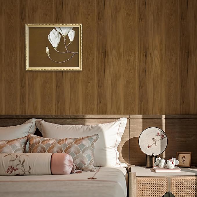 Wood Contact Paper Peel and Stick, Thicken Vintage Brown Wood Grain Wallpaper