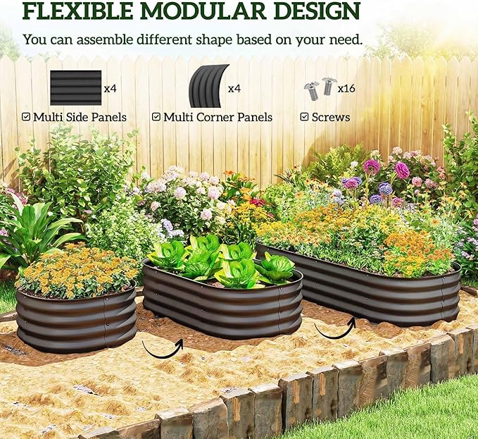 Outsunny 5' x 2' x 1' Galvanized Raised Garden Bed Kit, Outdoor Metal Elevated Planter Box with Safety Edge, Easy DIY Stock Tank for Growing Vegetables, Flowers & Herbs, Dark Gray