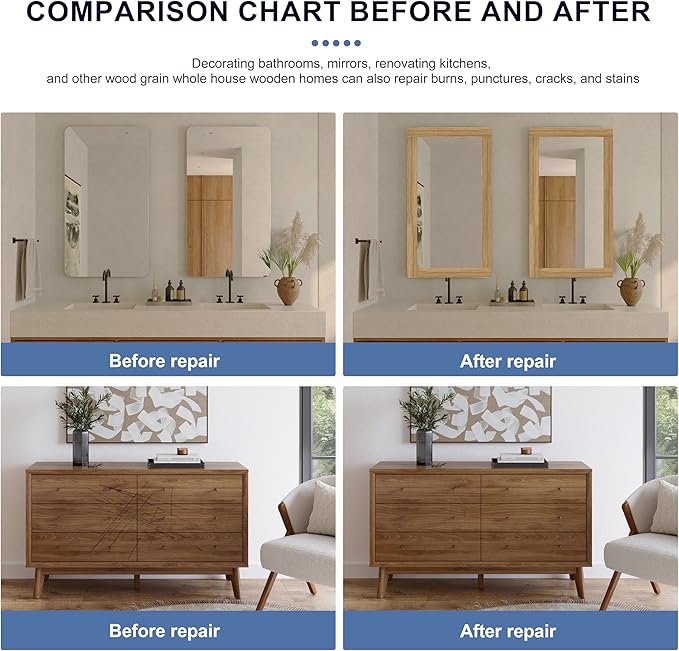 TIANLDD 27 FT Wood Grain Wallpaper Border, Removable Waterproof Mirror Border