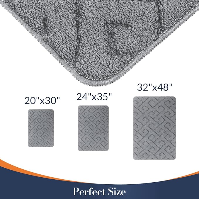 Walensee Indoor Doormat, Front Door Mat for Entrance (36"x59"Light Grey) Machine Washable Entryway Rug, Non Slip Trapper Door Rugs Absorbent Dirt Low Profile Shoes Scraper Inside Floor Mats